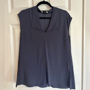 MM LAFLEUR BLUE TUNIC COLLARED TOP